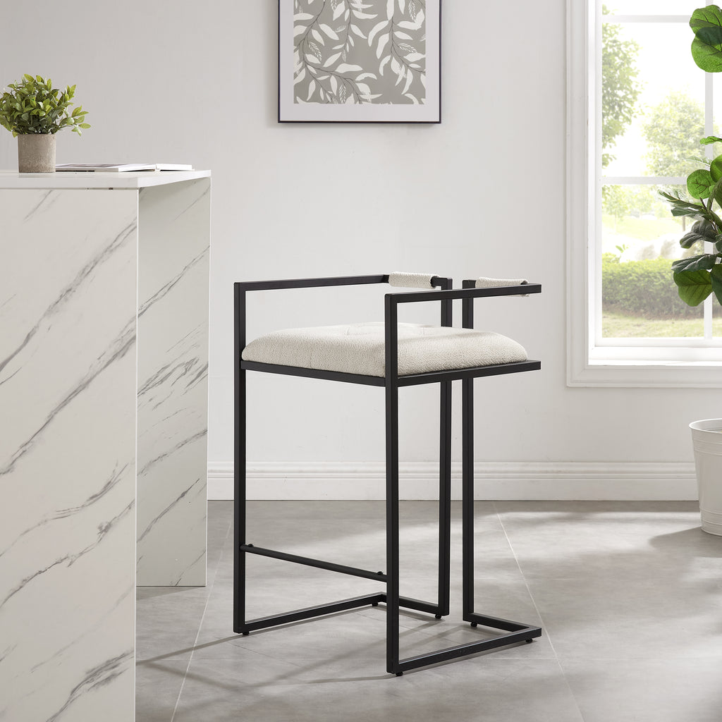 Ivory Bar Tools Cassie Modern Ivory Fabric Bar Stool – Modish Furnishing