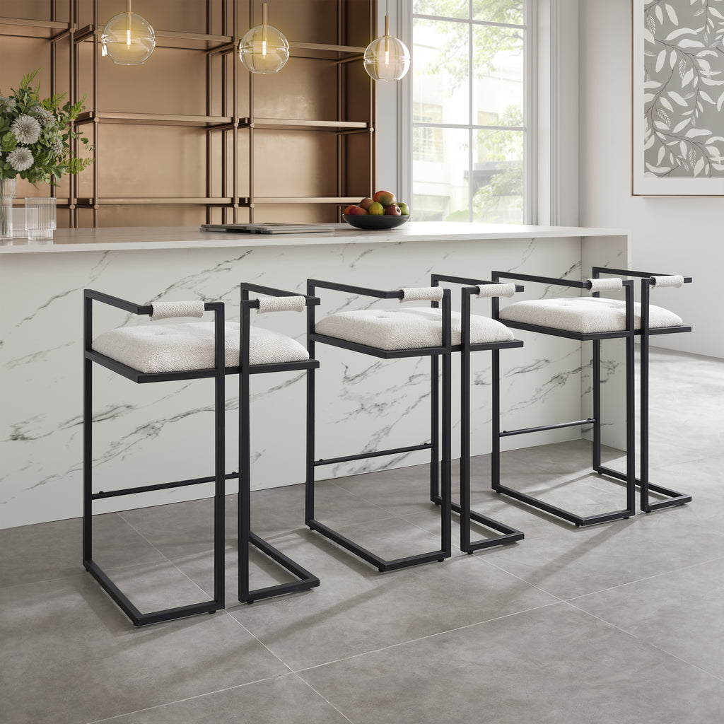 Ivory Bar Tools Cassie Modern Ivory Fabric Bar Stool – Modish Furnishing