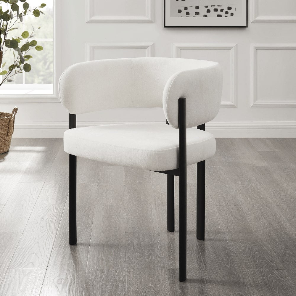 Siena White Ceramic Dining Set With 4 Elle Chairs