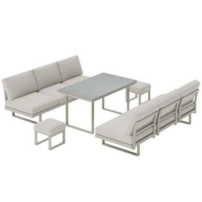 Neutral Light Grey Sofa Dining Modular Garden Set
