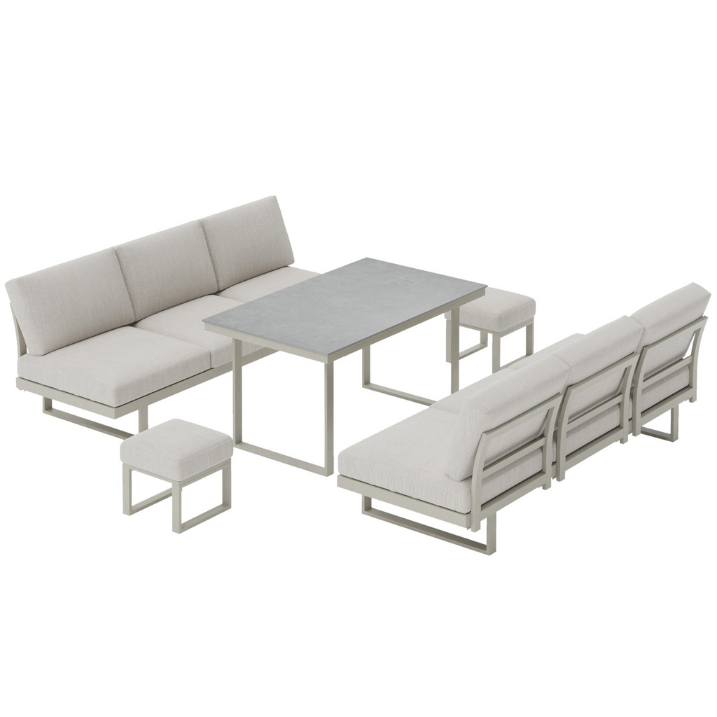 Porto Neutral Light Grey Aluminium Frame Sofa Dining Modular Garden Set