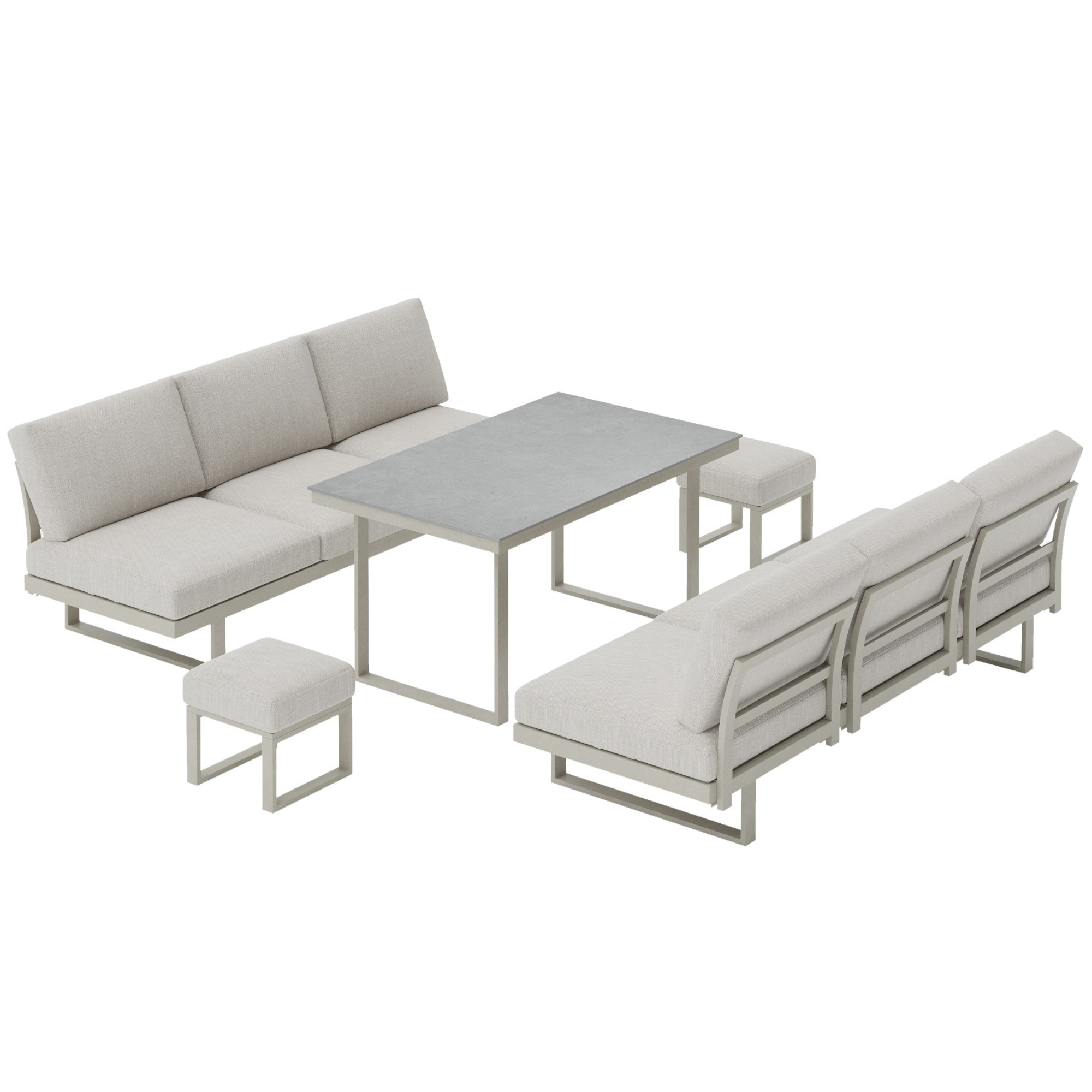 Porto Neutral Light Grey Aluminium Frame Sofa Dining Modular Garden Set
