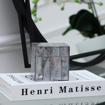 Grey Faux Marble Dice Box