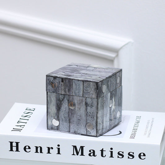 Grey Faux Marble Dice Box