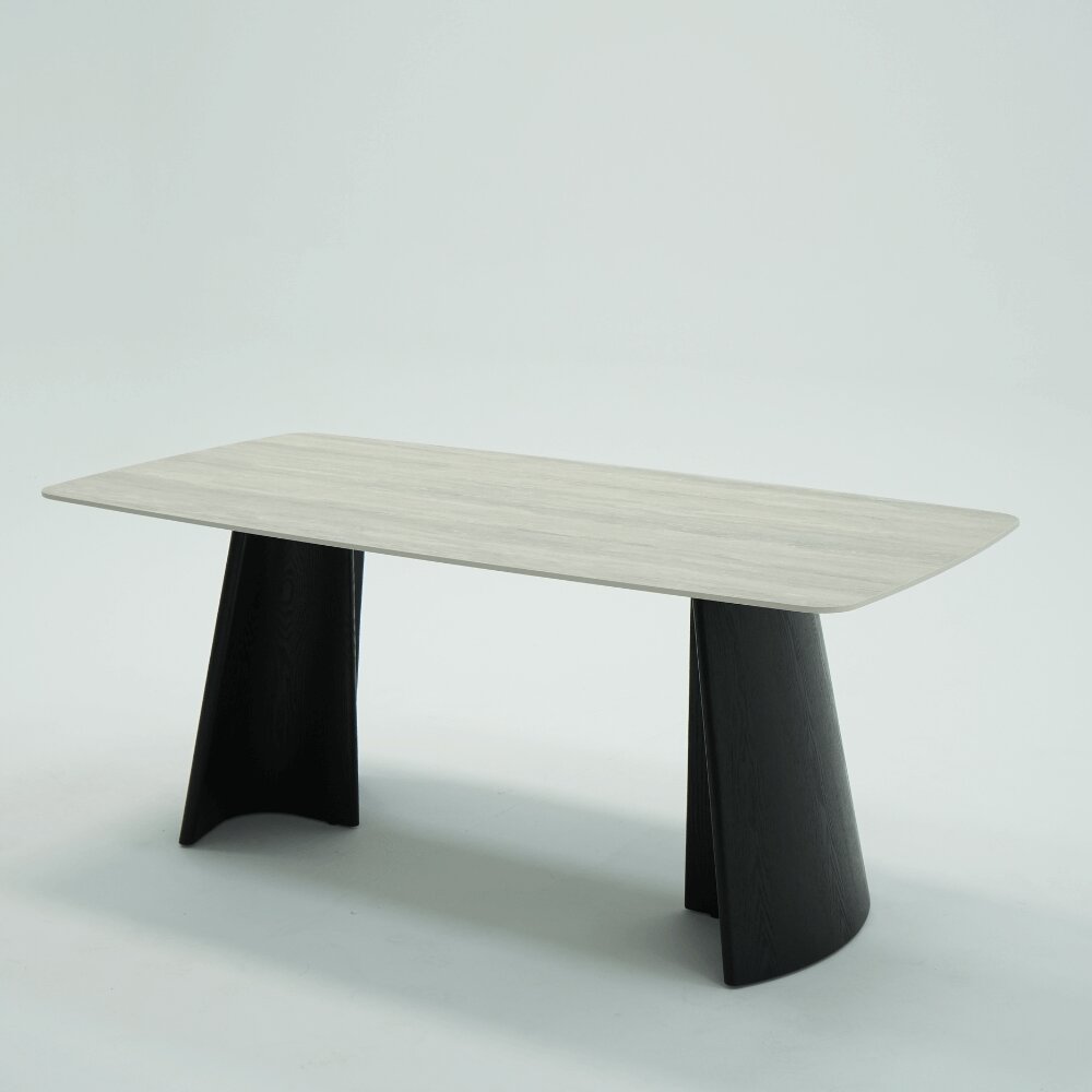 Zara Black Wooden and White Ceramic Dining Table
