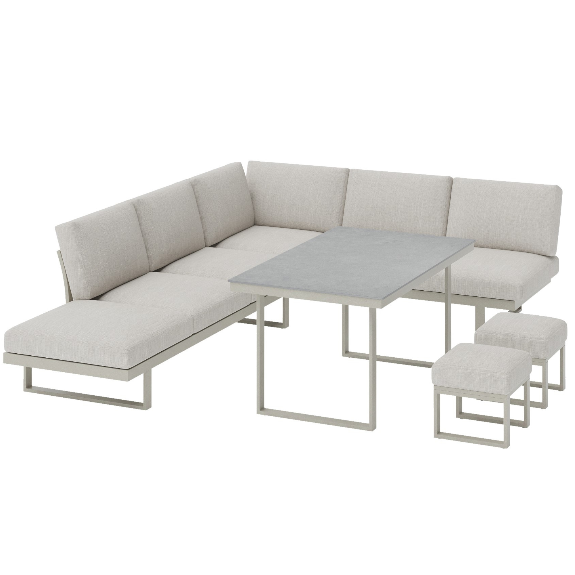 Porto Neutral Light Grey Aluminium Frame Sofa Dining Modular Garden Set