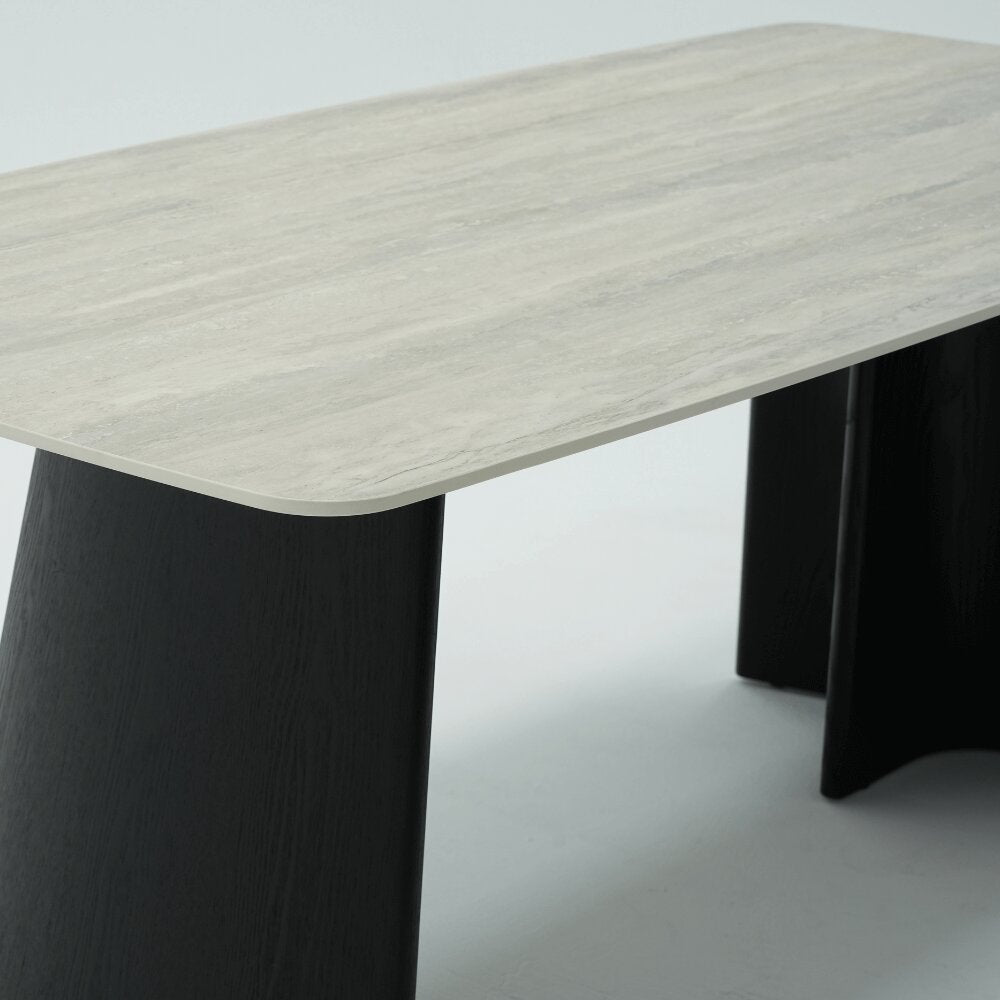 Zara Black Wooden and White Ceramic Dining Table