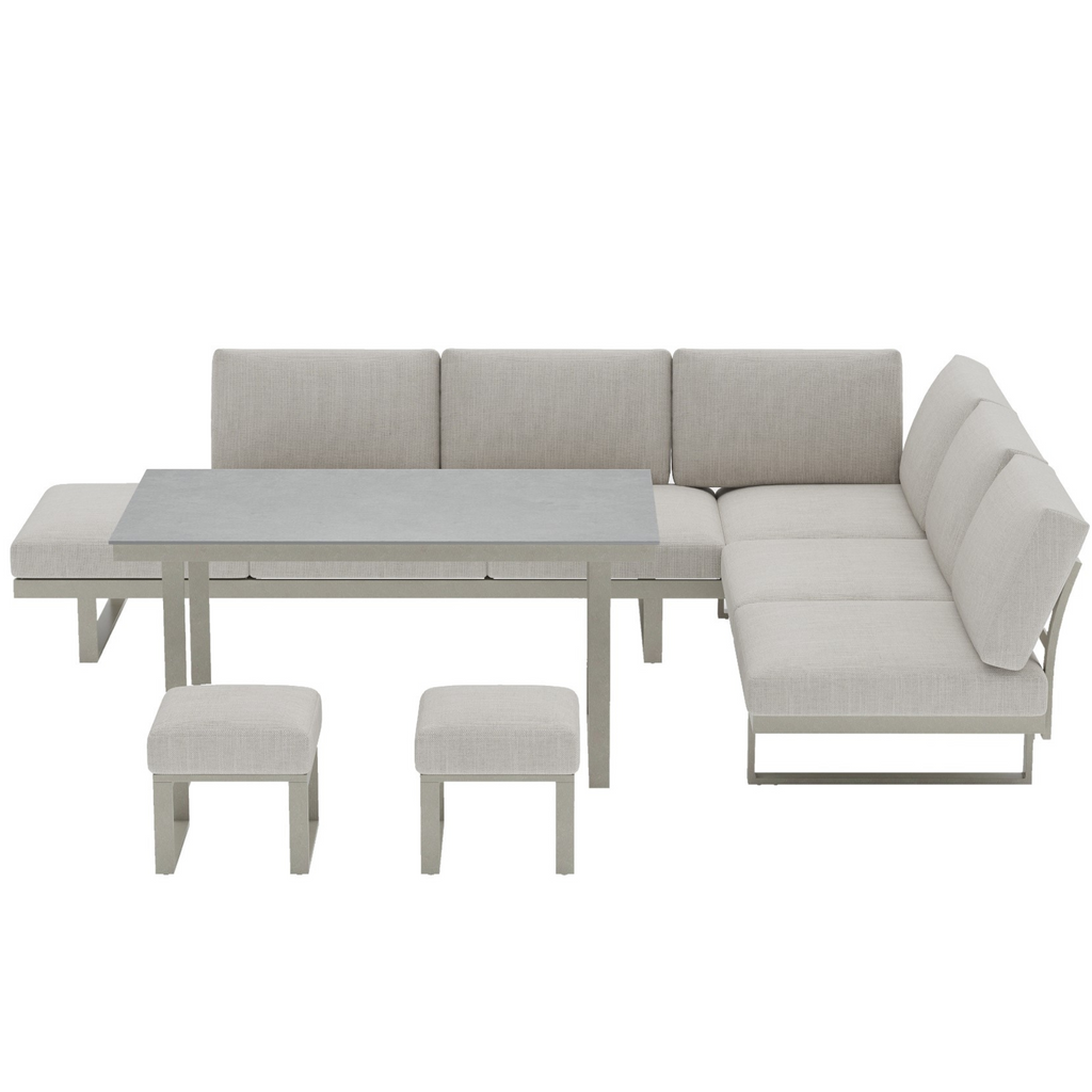 Porto Neutral Light Grey Aluminium Frame Sofa Dining Modular Garden Set