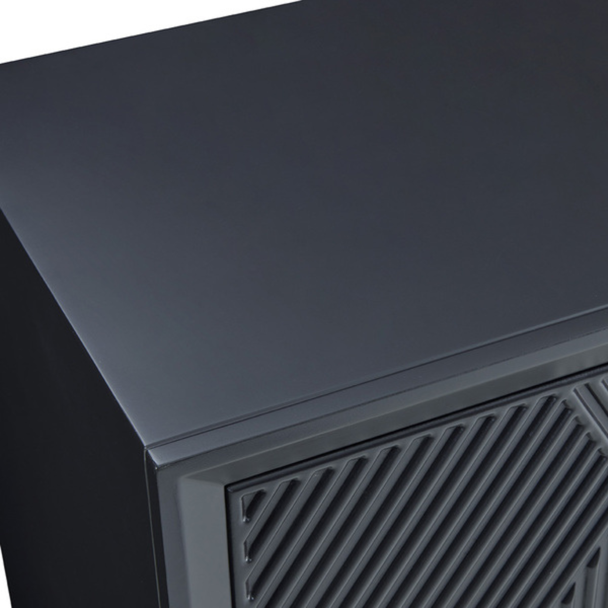 Genoa Black Matte Geometric Sideboard with Gold Metal Accents