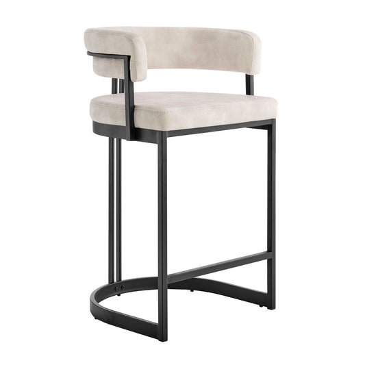 Curved Cream and Black Counter Stool