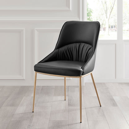 Black Leather Dining Chair With Gold Legs