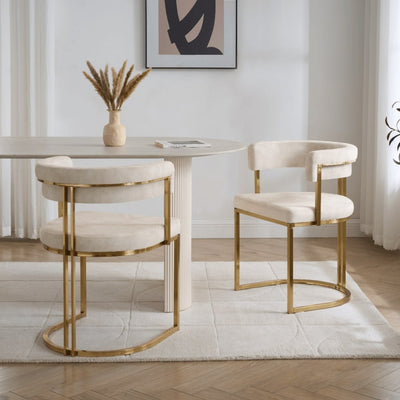 Mia Curved Cream Velvet and Brushed Gold Frame Dining Chair