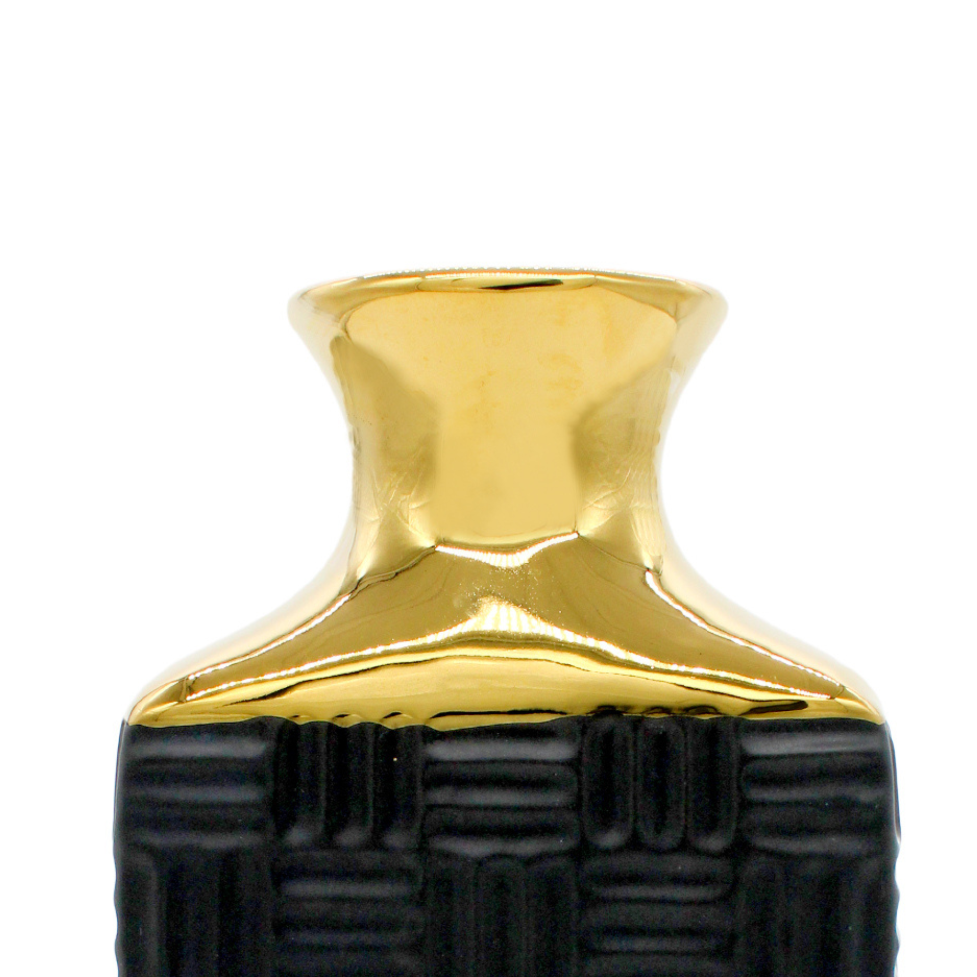 Small Rectangular Black and Gold Textured Vase