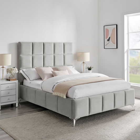 Imogen Light Grey Padded Ottoman Storage Bed