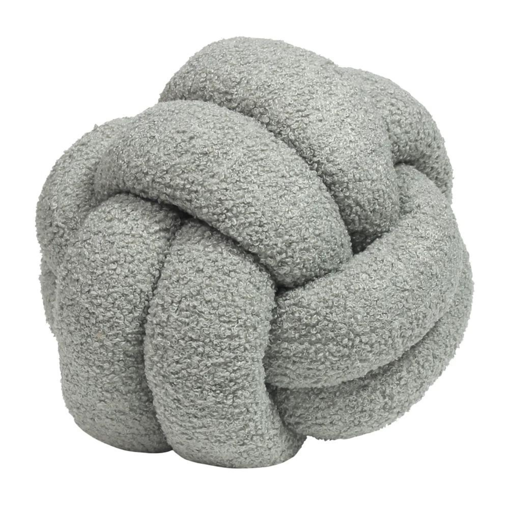 Boucle Knot Fleece Cushion in Silver