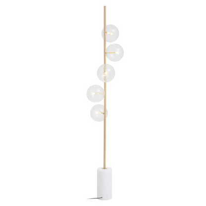 Marble Floor lamp with Brass Stem and clear Glass Shades