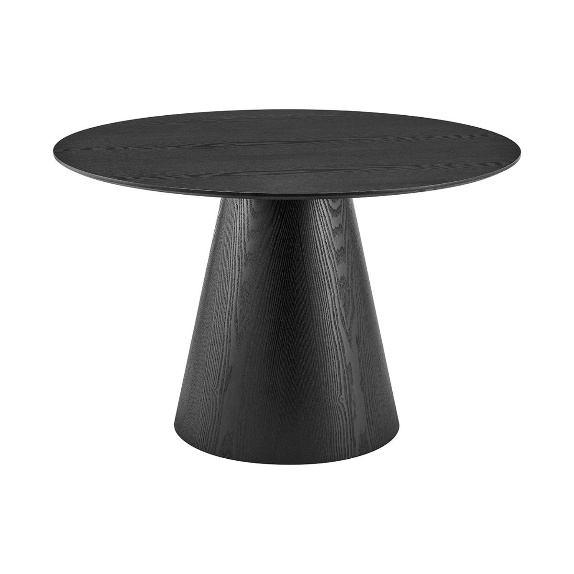 Casa Black Round Wooden Dining Table with Wooden Base