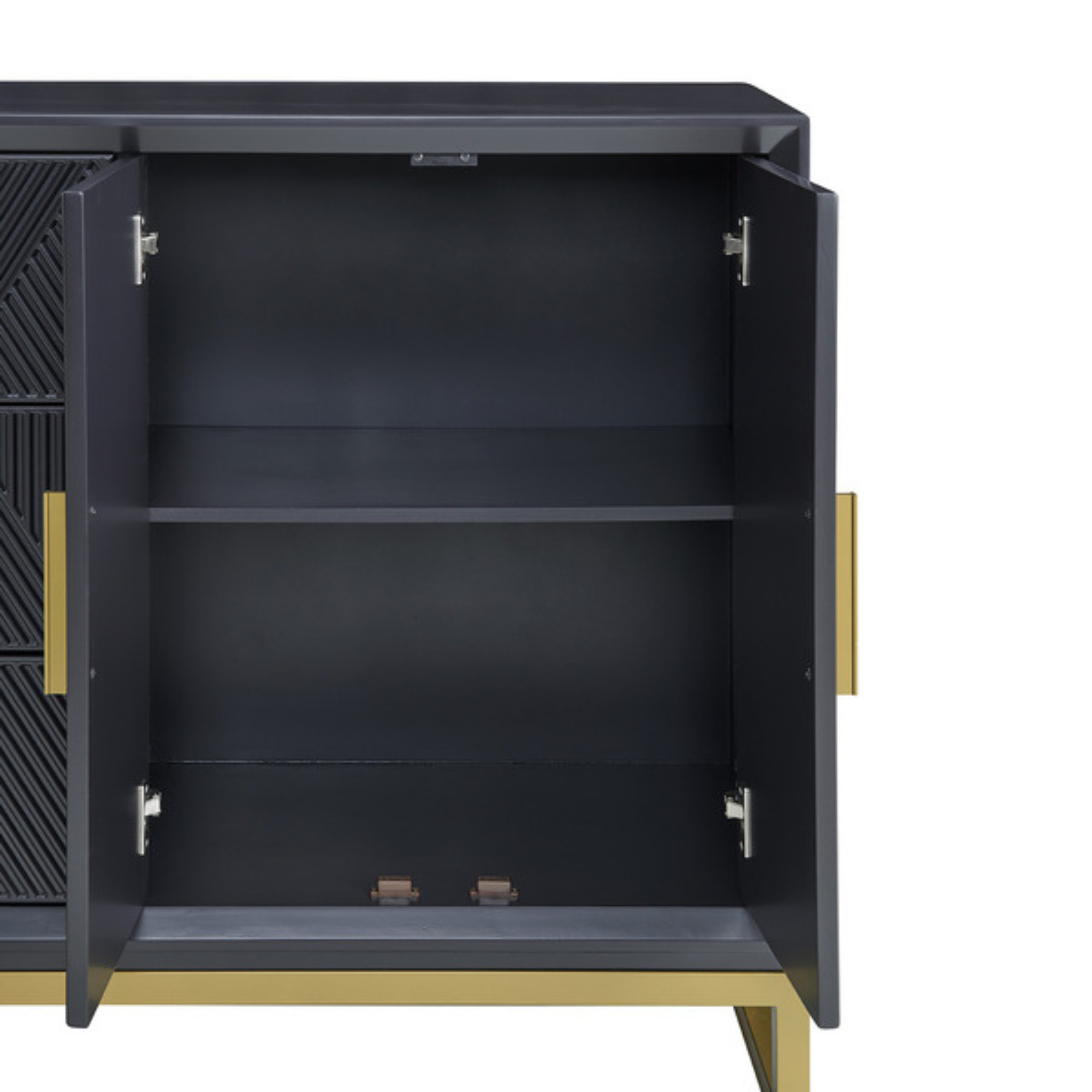 Genoa Black Matte Geometric Sideboard with Gold Metal Accents