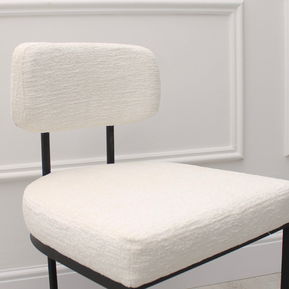 Rhea White Fabric Bar Stool With Black Frame