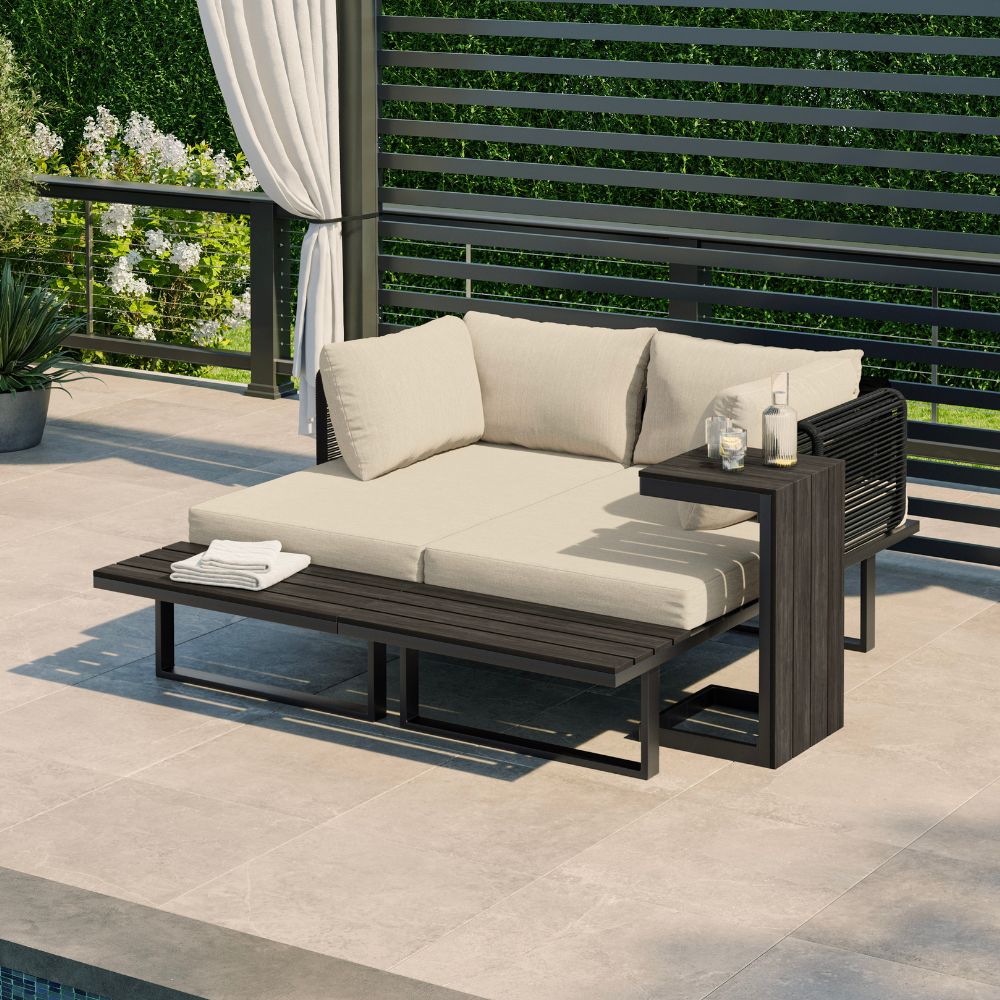 Naples Cream Aluminium 4 Seater Modular Corner Sofa Chaise Garden Set