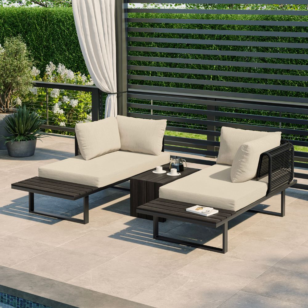 Naples Cream Aluminium 4 Seater Modular Corner Sofa Chaise Garden Set