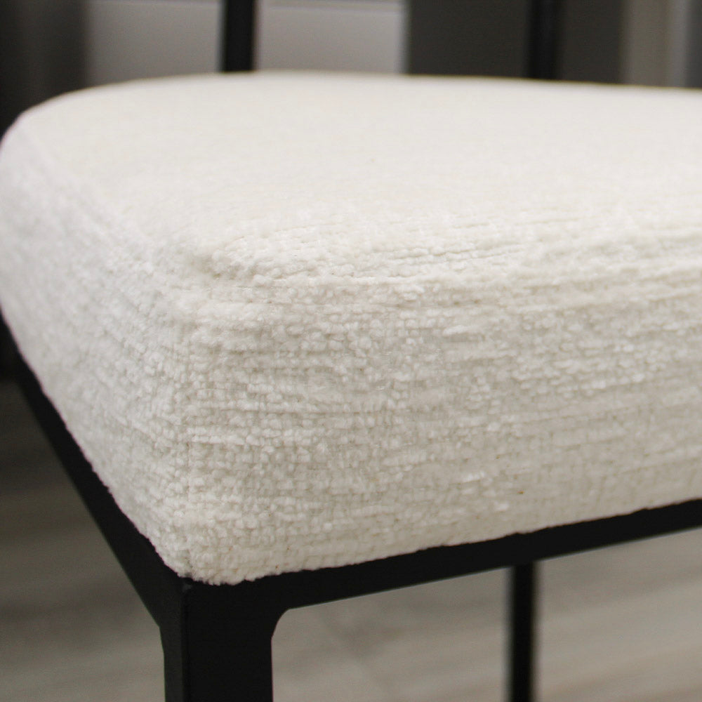 Rhea White Fabric Dining Chair With Black Frame