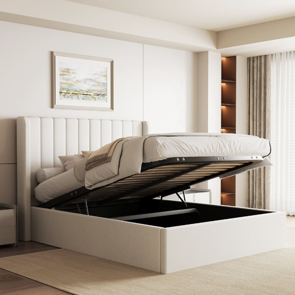 Maddison Cream Velvet Ottoman Storage Bed