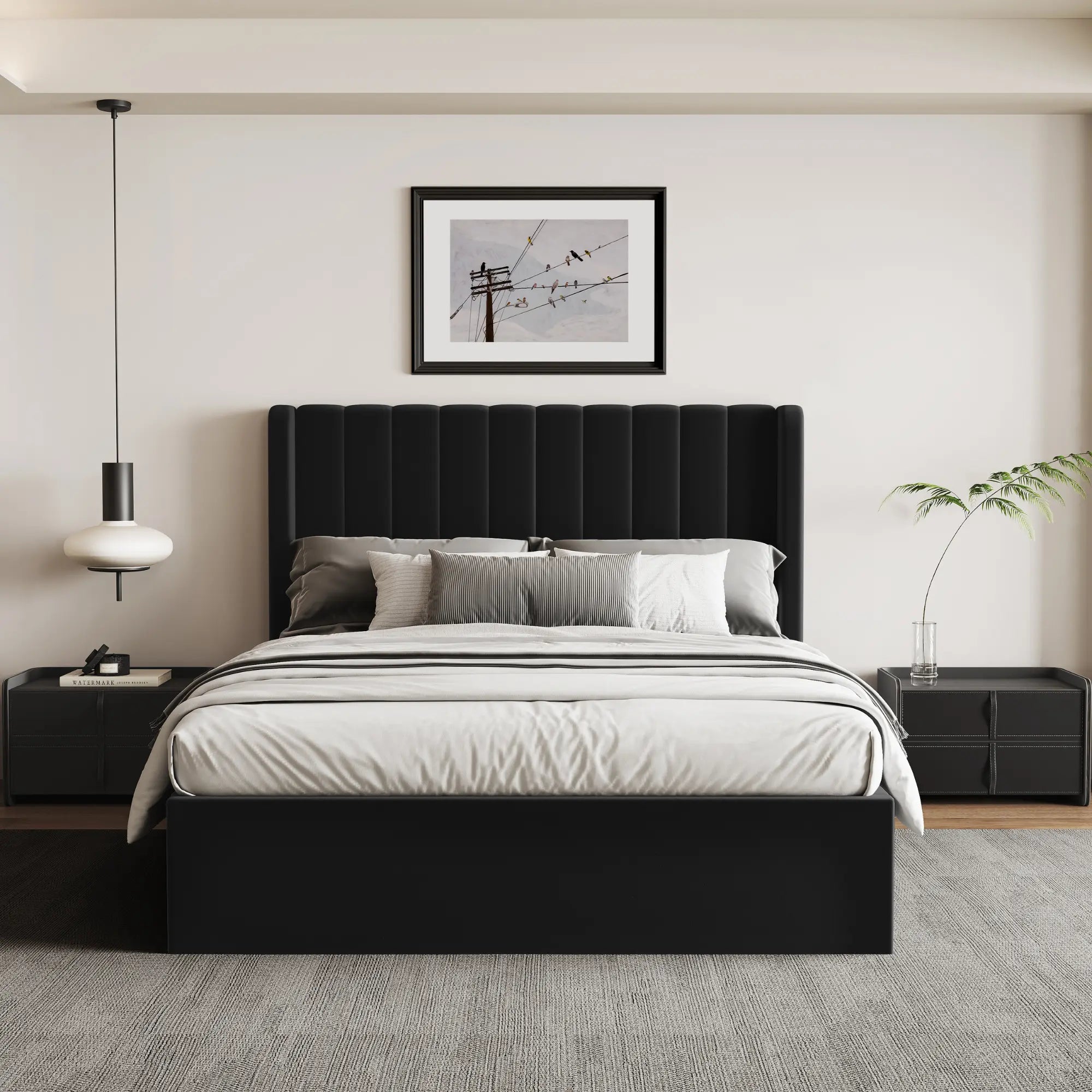 Maddison Black Velvet Ottoman Storage Bed