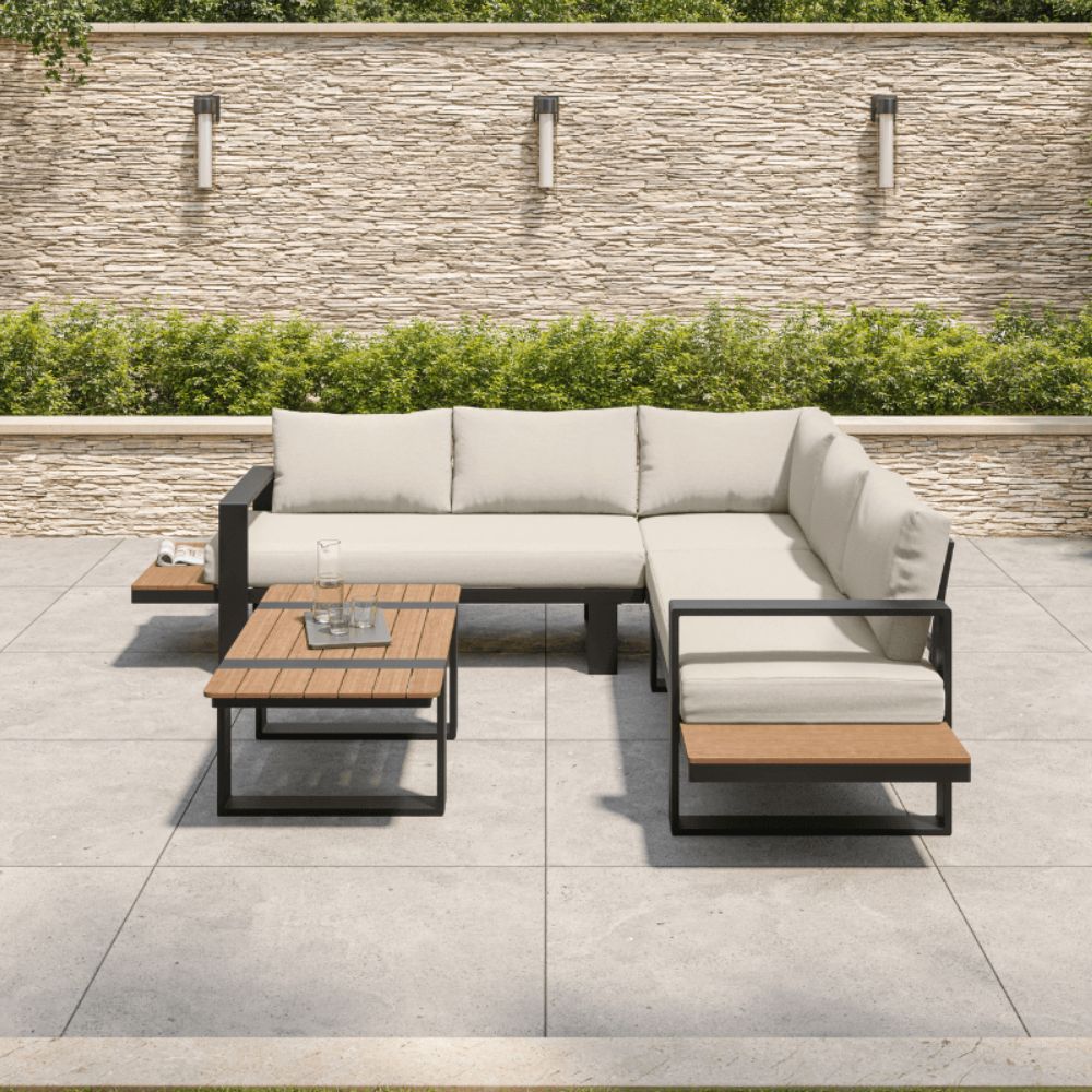Miami Cream Aluminium 5 Seater Corner Sofa Garden Set