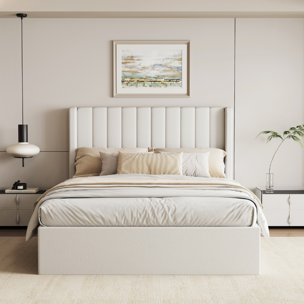 Maddison Cream Velvet Ottoman Storage Bed