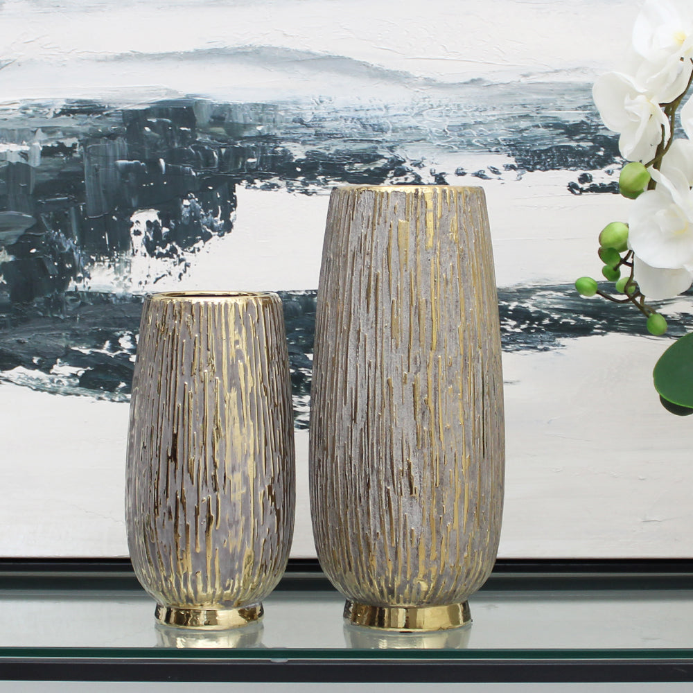 Tall Curved Vase with Gold Foot