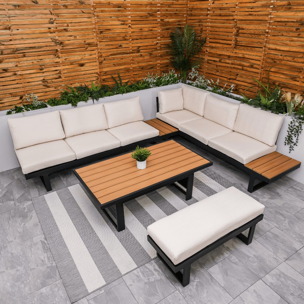 Geneva Cream Aluminium Frame Modular Sofa Dining Garden Set