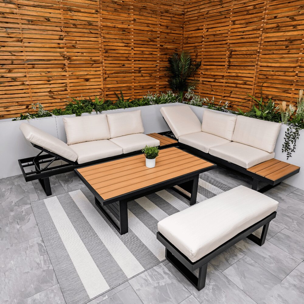 Geneva Cream Aluminium Frame Modular Sofa Dining Garden Set