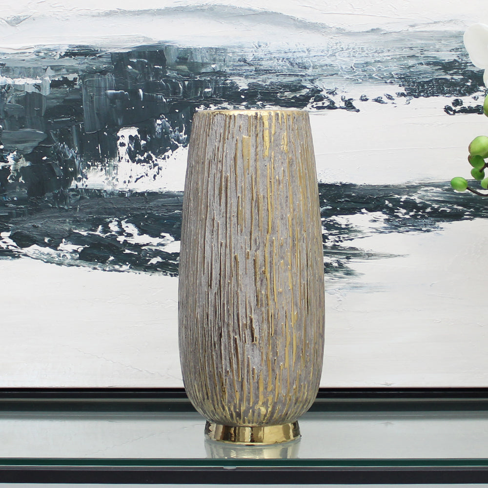 Tall Curved Vase with Gold Foot