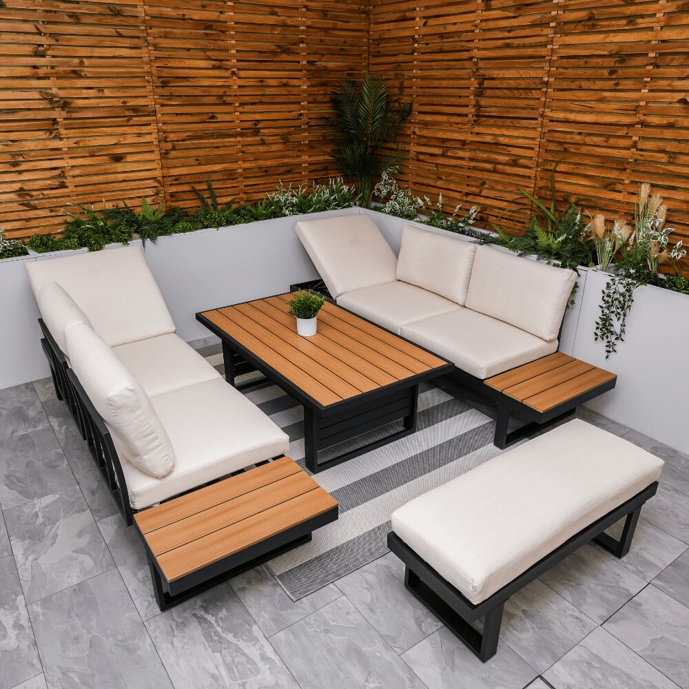 Geneva Cream Aluminium Frame Modular Sofa Dining Garden Set