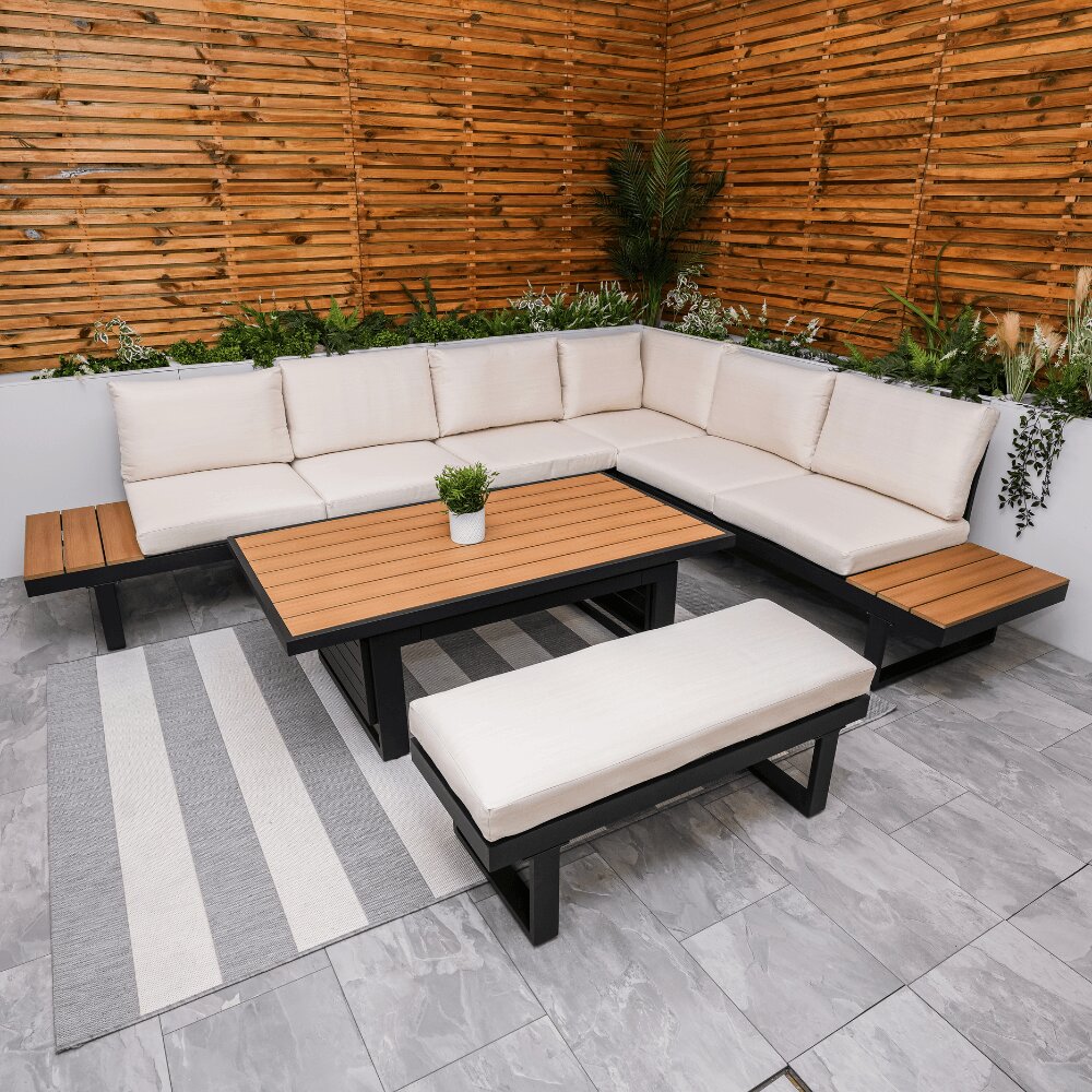 Geneva Cream Aluminium Frame Modular Sofa Dining Garden Set
