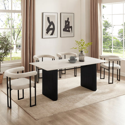Siena White Ceramic Dining Set With 4 Celine Chairs