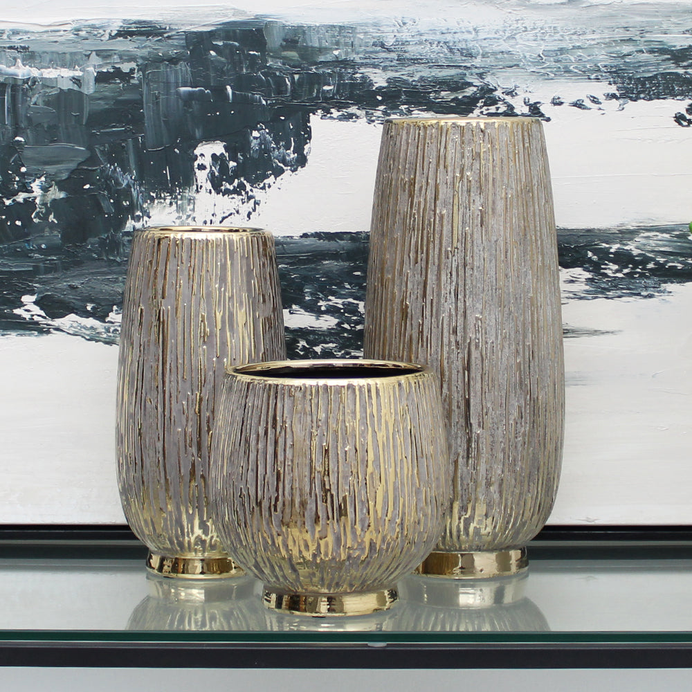 Tall Curved Vase with Gold Foot