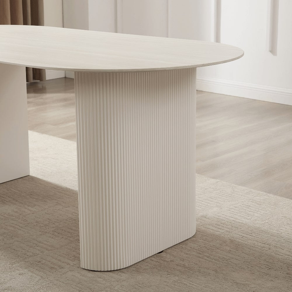 Sofia White Ceramic Dining Set With 6 Camilla Cream Chairs