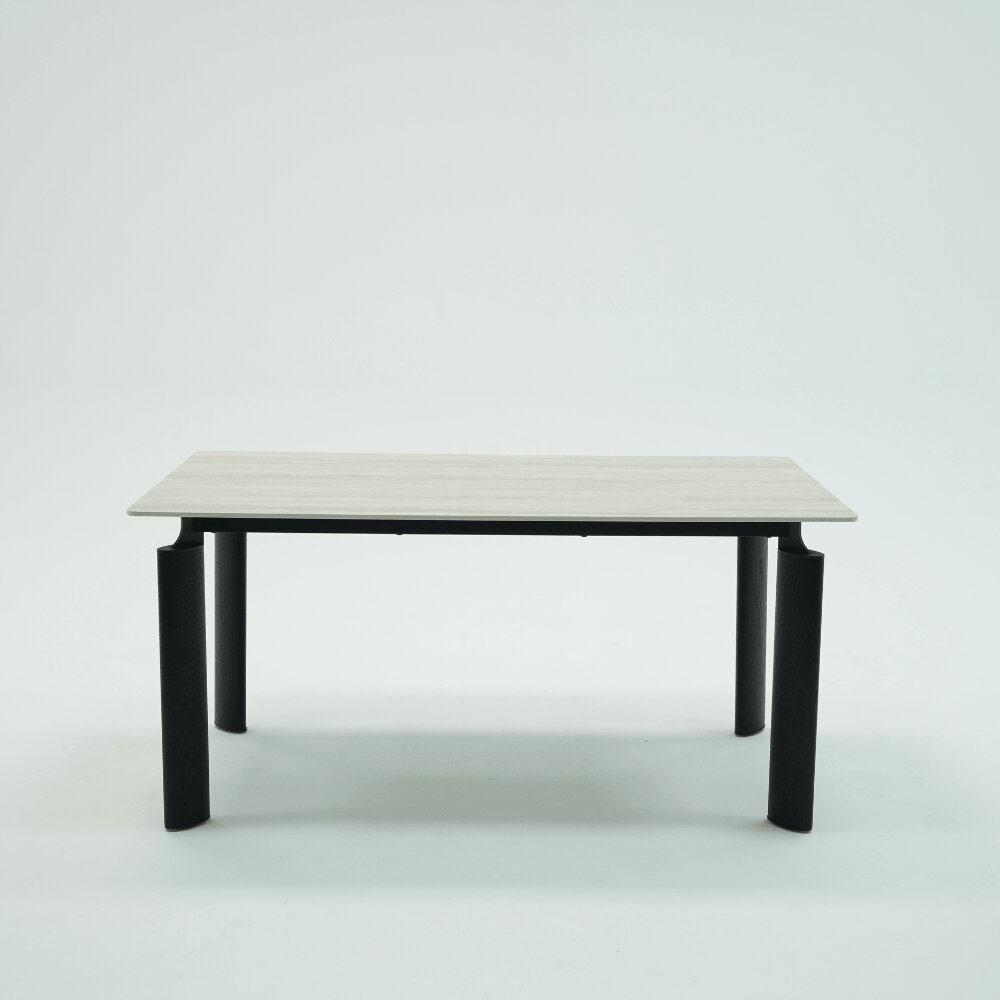 Matteo Black Wooden and Light Grey Ceramic Dining Table