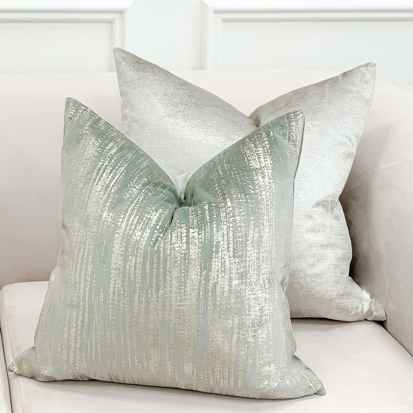 Malini Heist Pale Grey Metallic Cushion