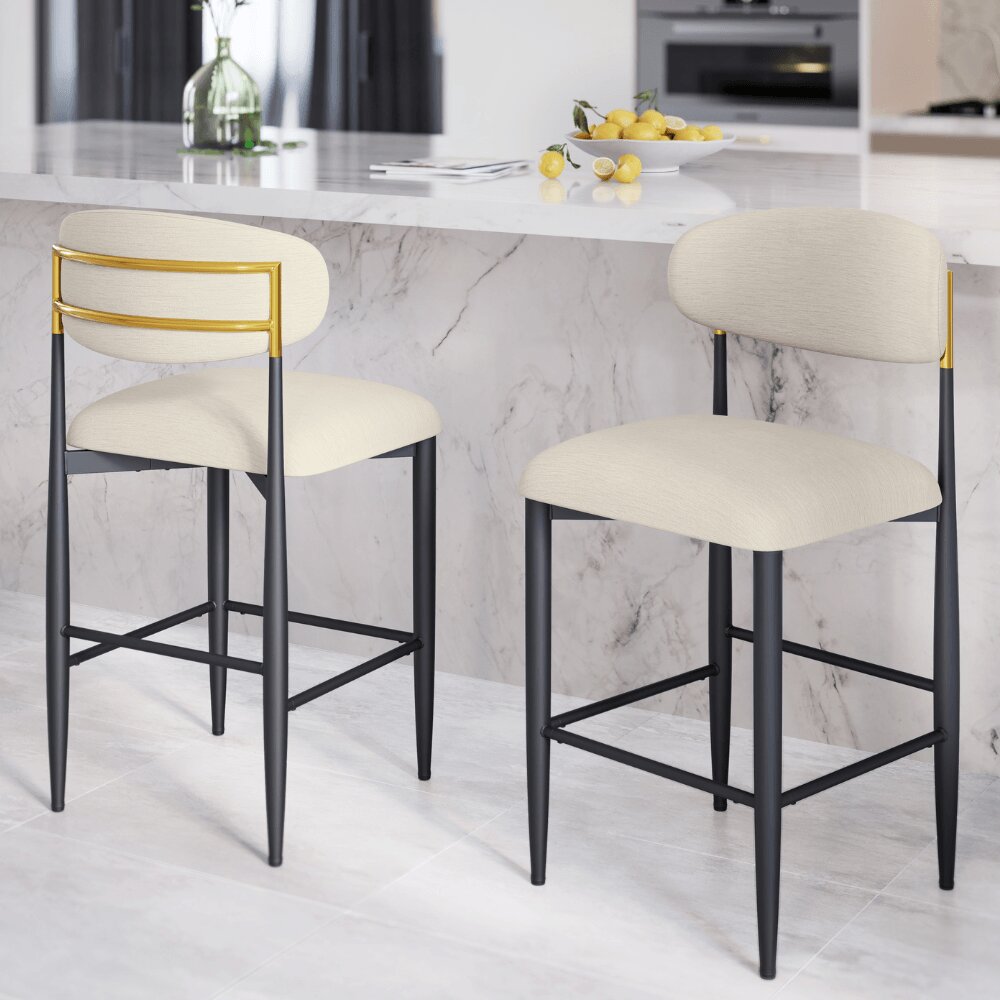 Azure Cream Chenille With Gold Barstool