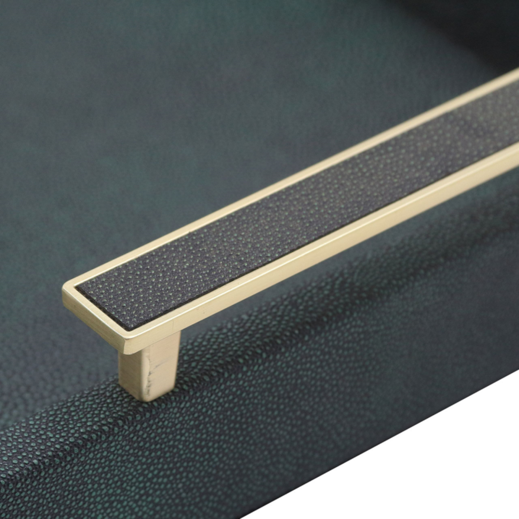 Black and Green Faux Leather Tray with Gold Handles