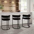 Mia Curved Black Velvet Counter Stool