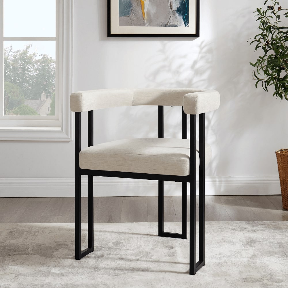 Siena White Ceramic Dining Set With 4 Celine Chairs