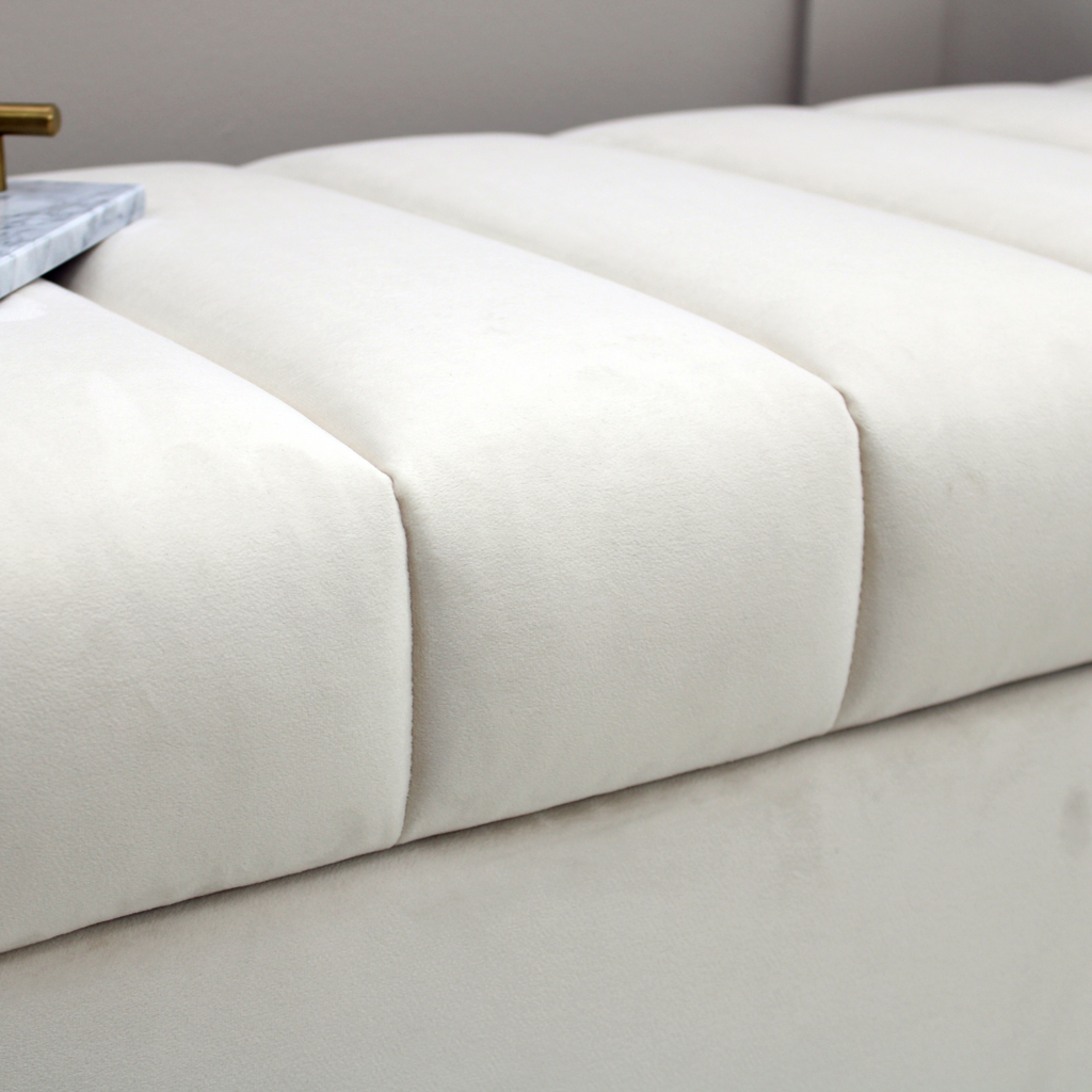 Leo Cream Velvet Ottoman Storage Bench