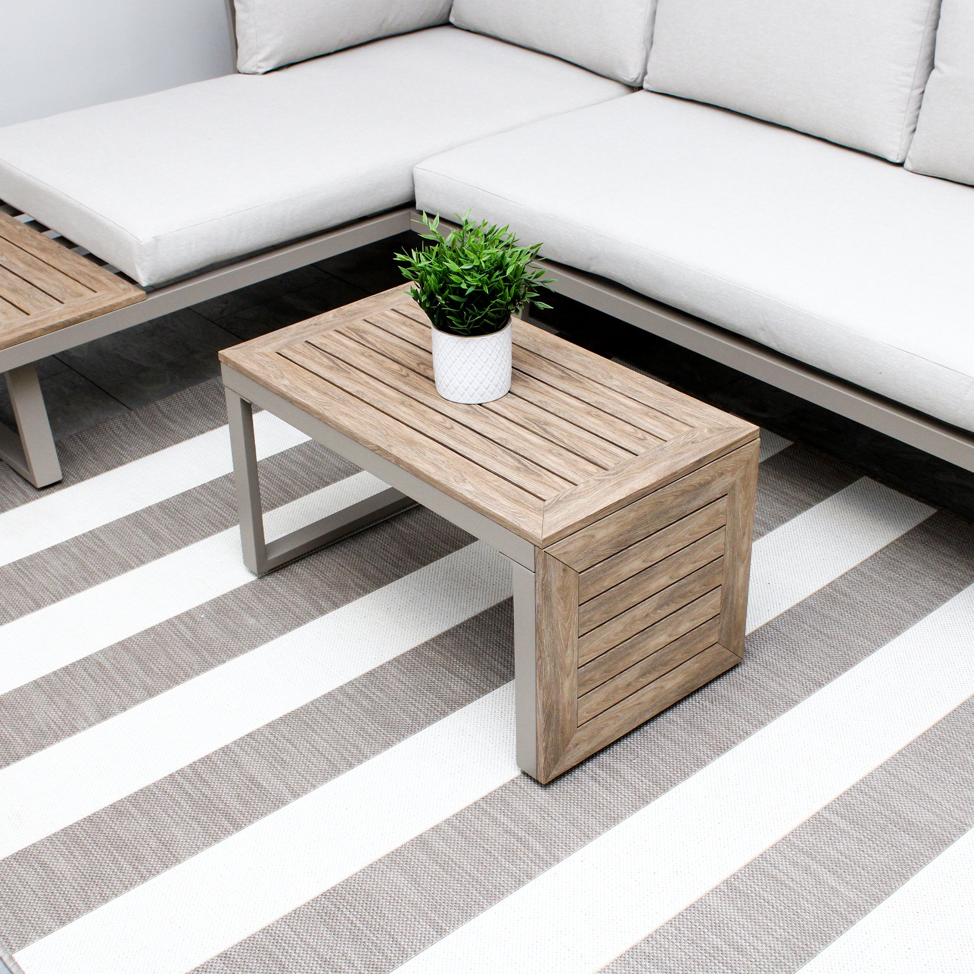 Milan Beige Aluminium 4 Seater Modular Corner Sofa Chaise Garden Set