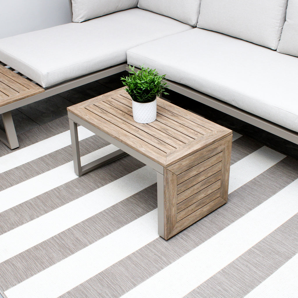 Milan Beige Aluminium 4 Seater Modular Corner Sofa Chaise Garden Set