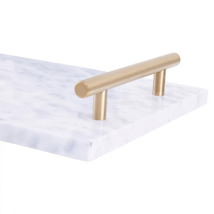 White Marble Tray with Gold Handles