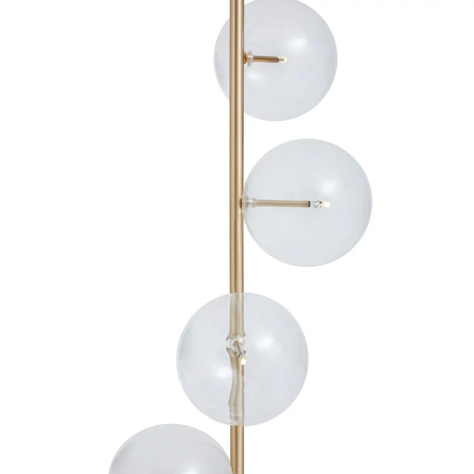 Marble Floor lamp with Brass Stem and clear Glass Shades